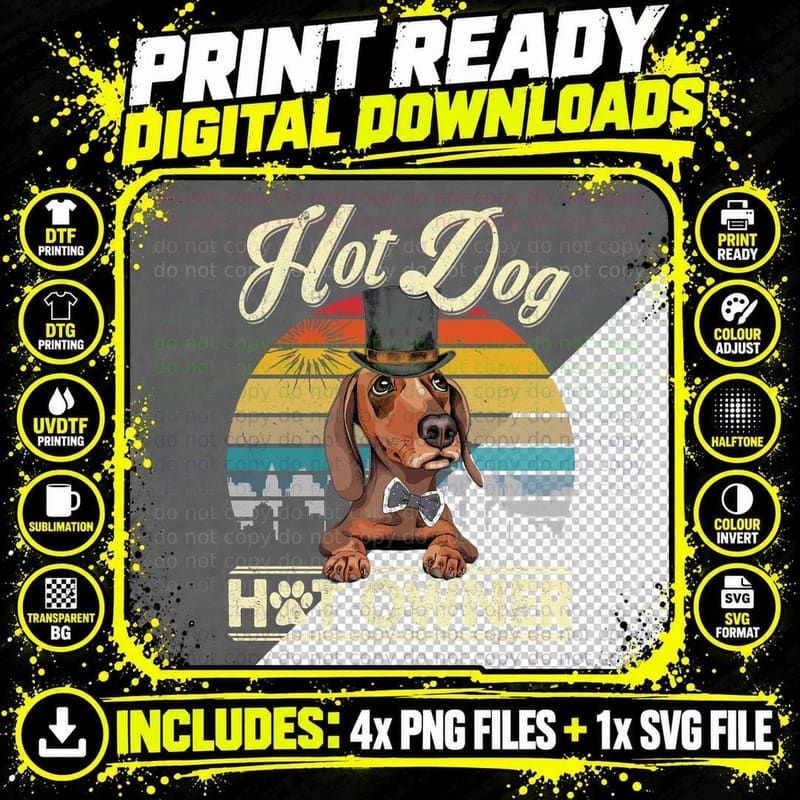 Hot Dog Hot Owner T-Shirt, Vintage Retro Style Png SVG Digital Bundle