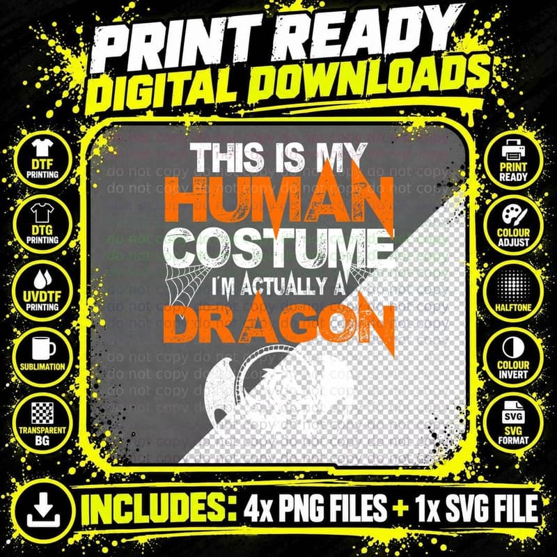 Human Dragon T-Shirt, Fantasy Style Png SVG Digital Bundle