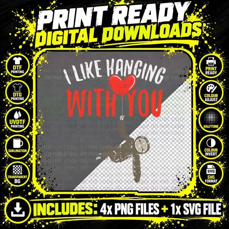 I Like Hanging with You Sloth Heart Cute Valentines Day Png SVG Digital Bundle