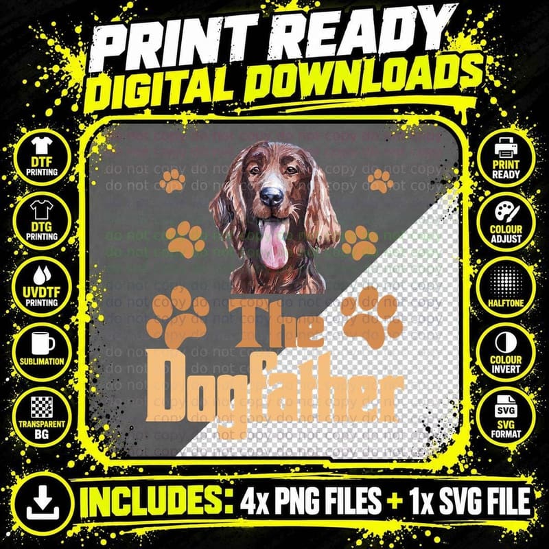 Irish Setter Dog Father T-Shirt, Funny Dog Dad Gift Png SVG Digital Bundle