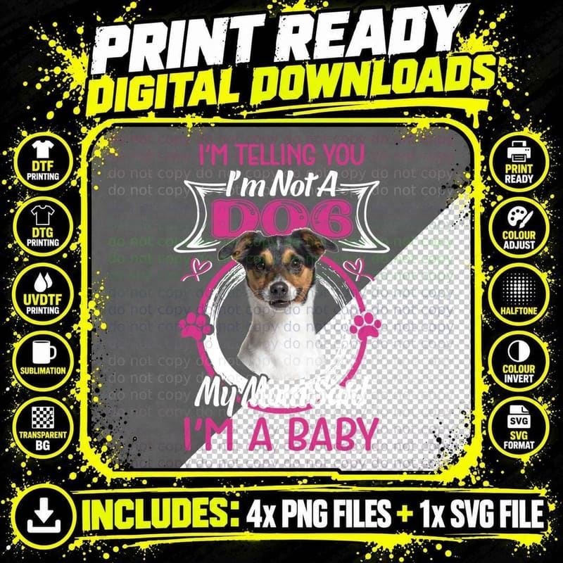 Jack Russell Terrier T-Shirt, Dog Lover Apparel Png SVG Digital Bundle