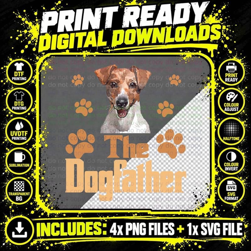 Jack Russell Terrier T-Shirt, Funny Dog Dad Design Png SVG Digital Bundle