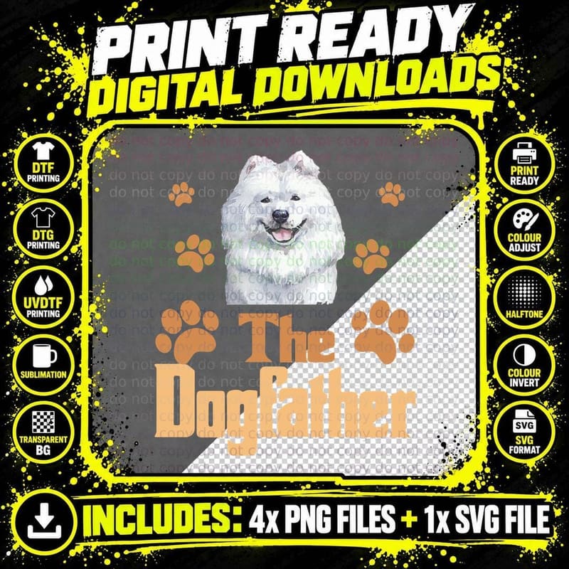 Japanese Spitz Dog Father T-Shirt, Funny Dog Dad Gift Png SVG Digital Bundle