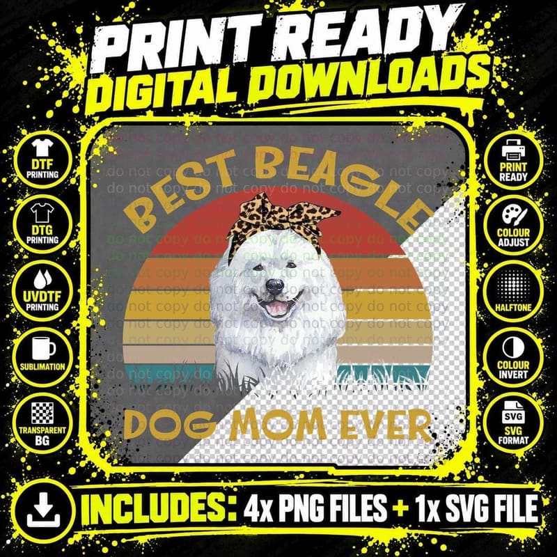 Japanese Spitz Dog Mom T-Shirt, Vintage Retro Png SVG Digital Bundle