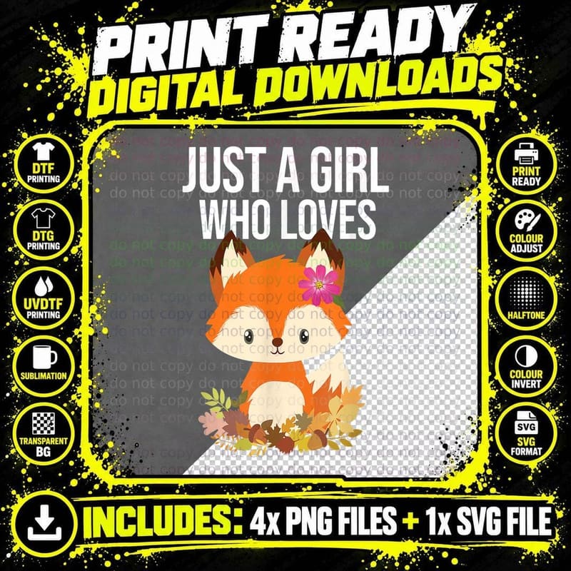 Just a Girl Who Loves Foxes T-Shirt Png SVG Digital Bundle