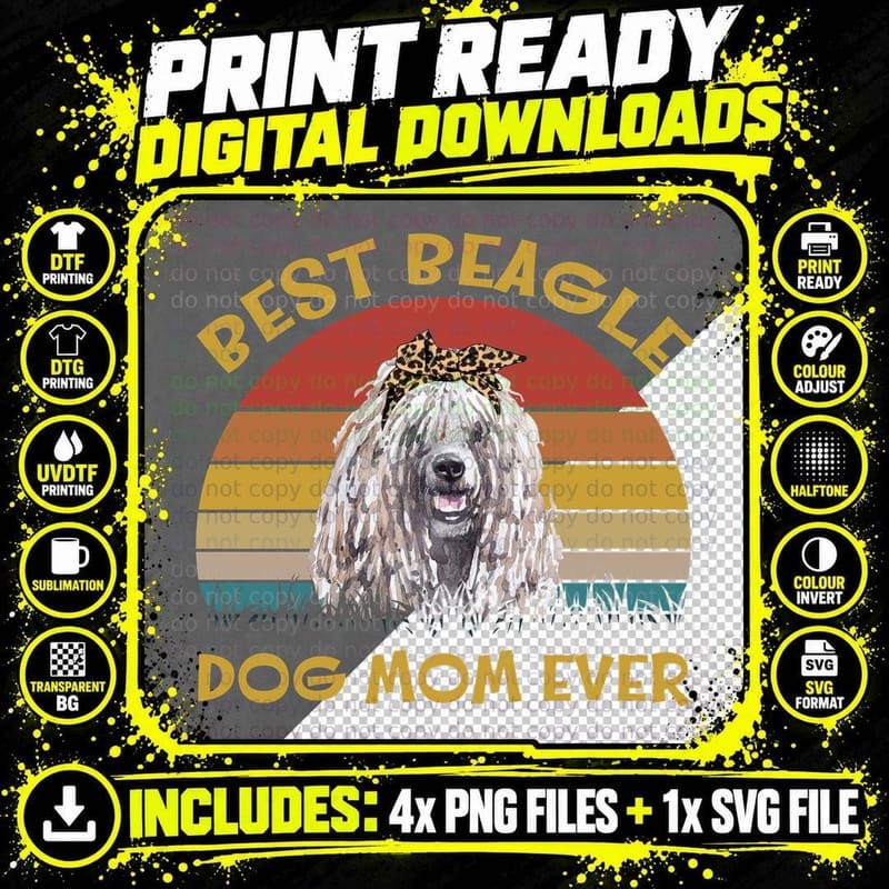 Komondor Dog Mom T-Shirt, Vintage Retro Png SVG Digital Bundle