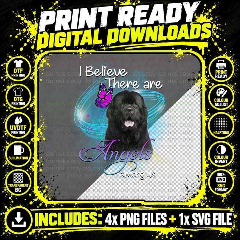 Newfoundland Dog Angel T-Shirt, Inspirational Quote Png SVG Digital Bundle