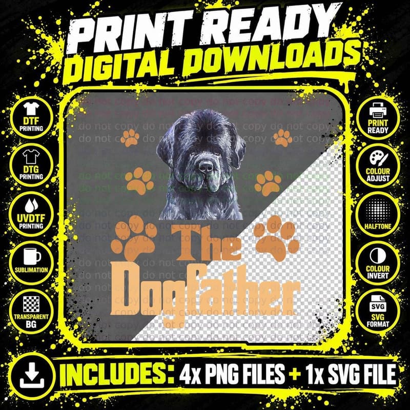 Newfoundland Dog Father T-Shirt, Funny Dog Dad Gift Png SVG Digital Bundle