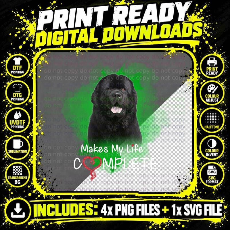 Newfoundland Dog T-Shirt, Bold Pet Lover Apparel Png SVG Digital Bundle