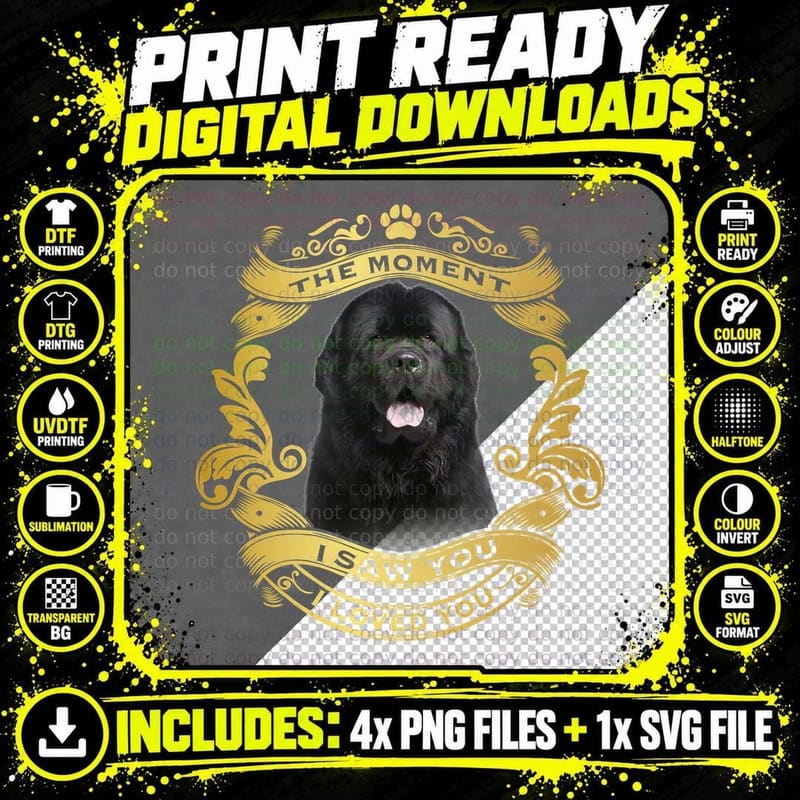 Newfoundland Dog T-Shirt, Love Quote Typography Png SVG Digital Bundle