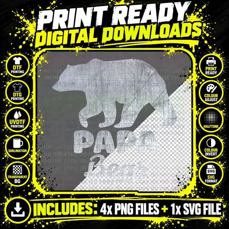Papa Bear T-Shirt, Father's Day Gift, Dad Apparel Png SVG Digital Bundle