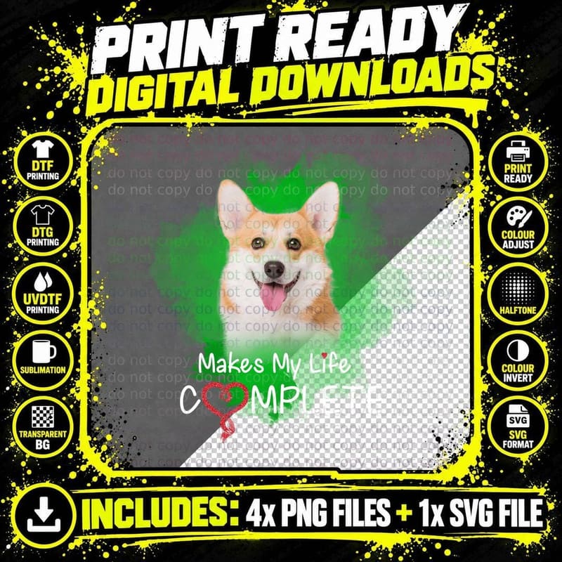 Pembroke Welsh Corgi T-Shirt, Dog Lover Art Png SVG Digital Bundle