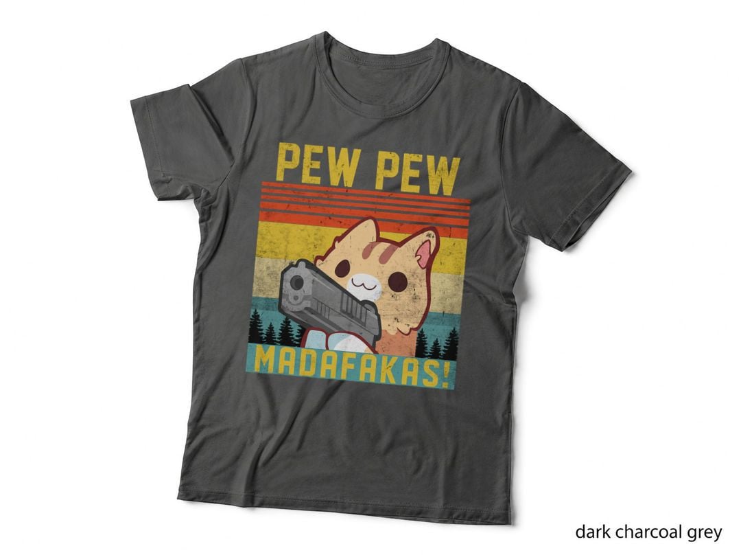 Pew Pew Madafakas Cat Vintage Funny Animal Lovers Meme Gifts T-Shirt