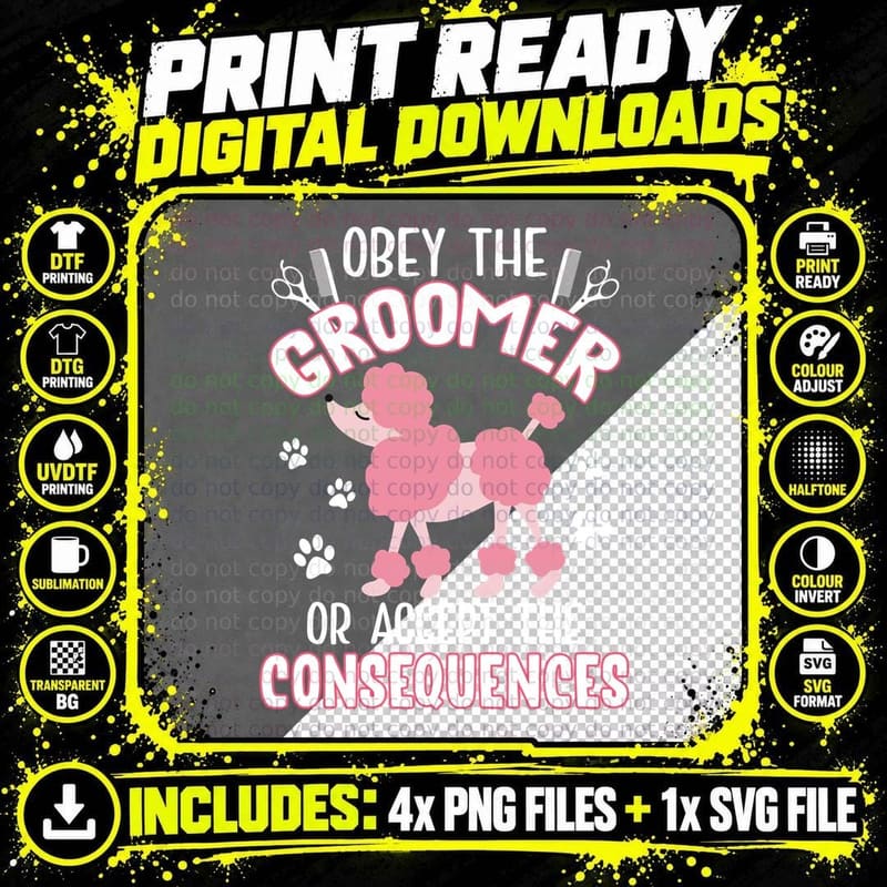Pink Poodle Groomer T-Shirt, Pet Lover Apparel Png SVG Digital Bundle