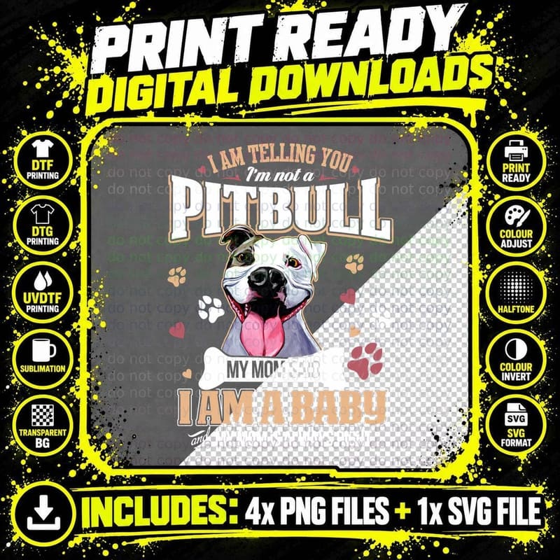 Pitbull T-Shirt, Pet Lover Apparel, Dog Lovers Gift Png SVG Digital Bundle