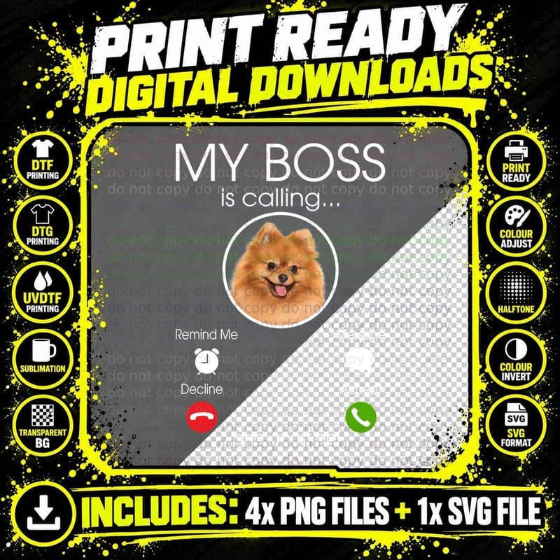 Pomeranian T-Shirt, Adorable Dog Breed Print Png SVG Digital Bundle