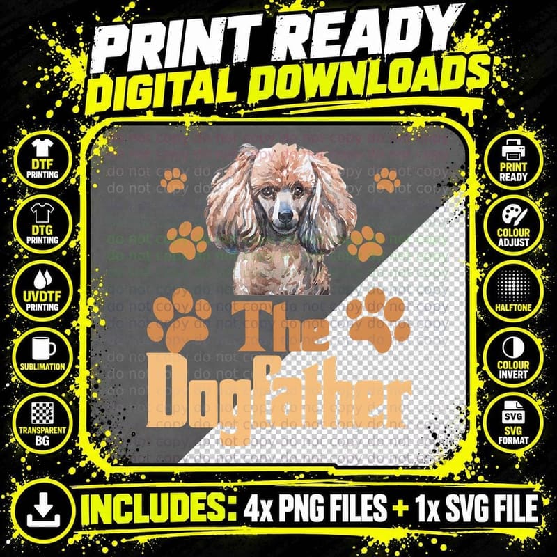 Poodle Dog Father T-Shirt, Funny Dog Dad Gift Png SVG Digital Bundle
