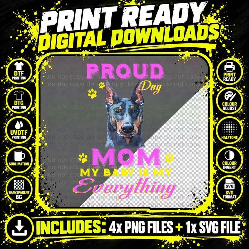 Proud Dog Mom T-Shirt, Pet Owner Apparel, Dog Lover Gift Png SVG Digital Bundle