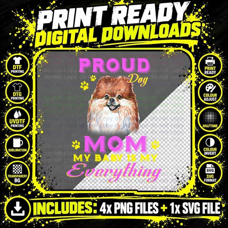 Proud Pomeranian Mom T-Shirt, Pet Lover Apparel Png SVG Digital Bundle