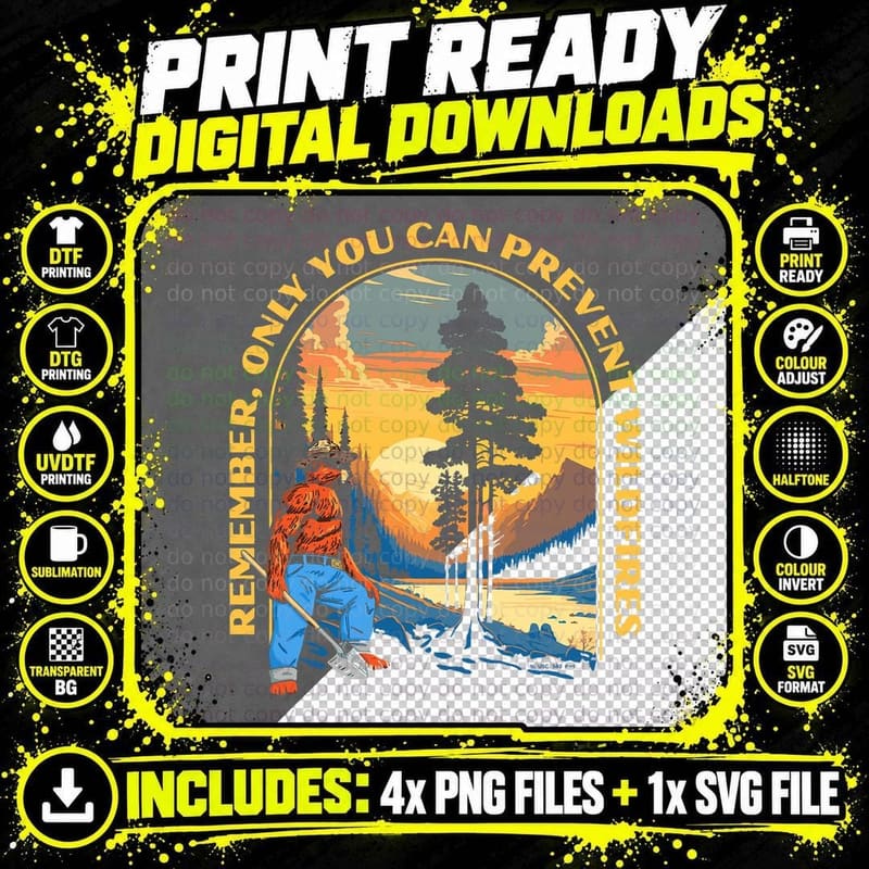 Remember, Only You Smokey Bear Beautiful Vintage Png SVG Digital Bundle