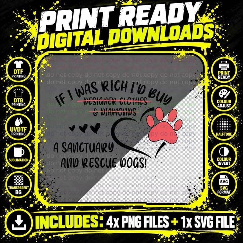 Rescue Dog Sanctuary T-Shirt, Animal Rescue Theme Png SVG Digital Bundle