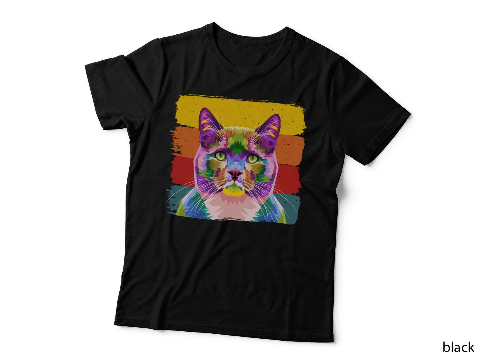 Retro Cat T-Shirt, Colorful Pop Art, Pet Lover Apparel