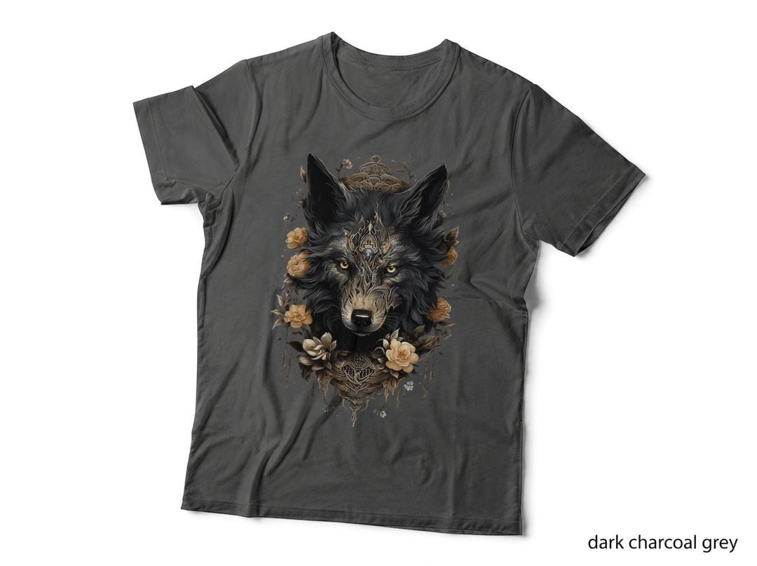 Retro Floral Wolf Vintage Flowers Wolf Face for Wolves Lover T-Shirt