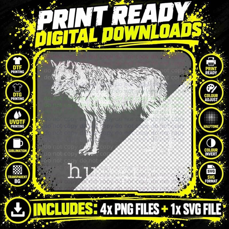 Retro Hungry Wolf Distressed Design by Turbo Volcano Png SVG Digital Bundle