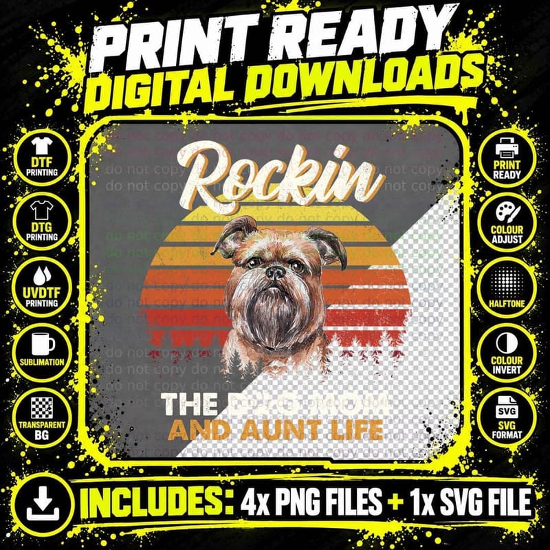 Rockin' the Dog Mom Life, Vintage Retro Png SVG Digital Bundle