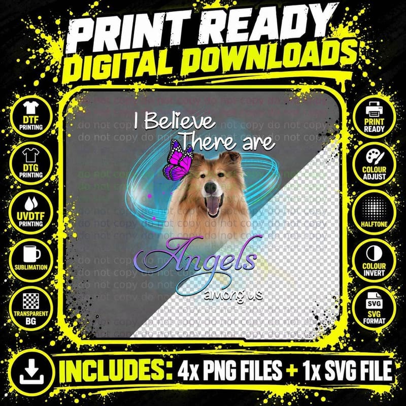 Rough Collie Angel T-Shirt, Pet Lover Apparel Png SVG Digital Bundle
