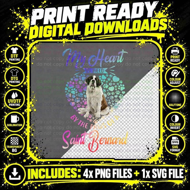 Saint Bernard T-Shirt, Pet Lover Apparel, Dog Lovers Gift Png SVG Digital Bundle