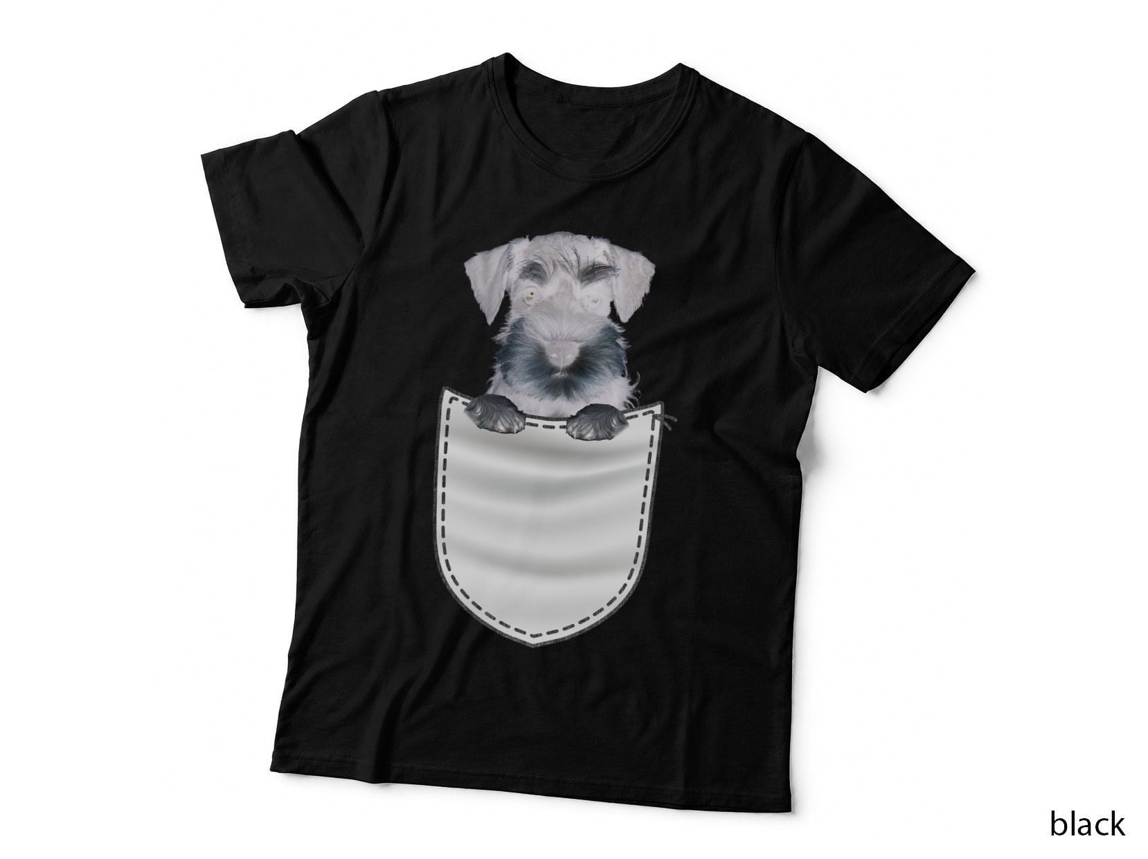 Schnauzer in Pocket T-Shirt, Pet Lover Apparel, Dog Lovers Gift