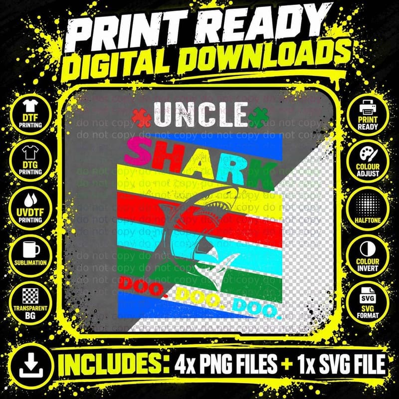 Shark Doo T-Shirt, Retro Vintage Style Png SVG Digital Bundle