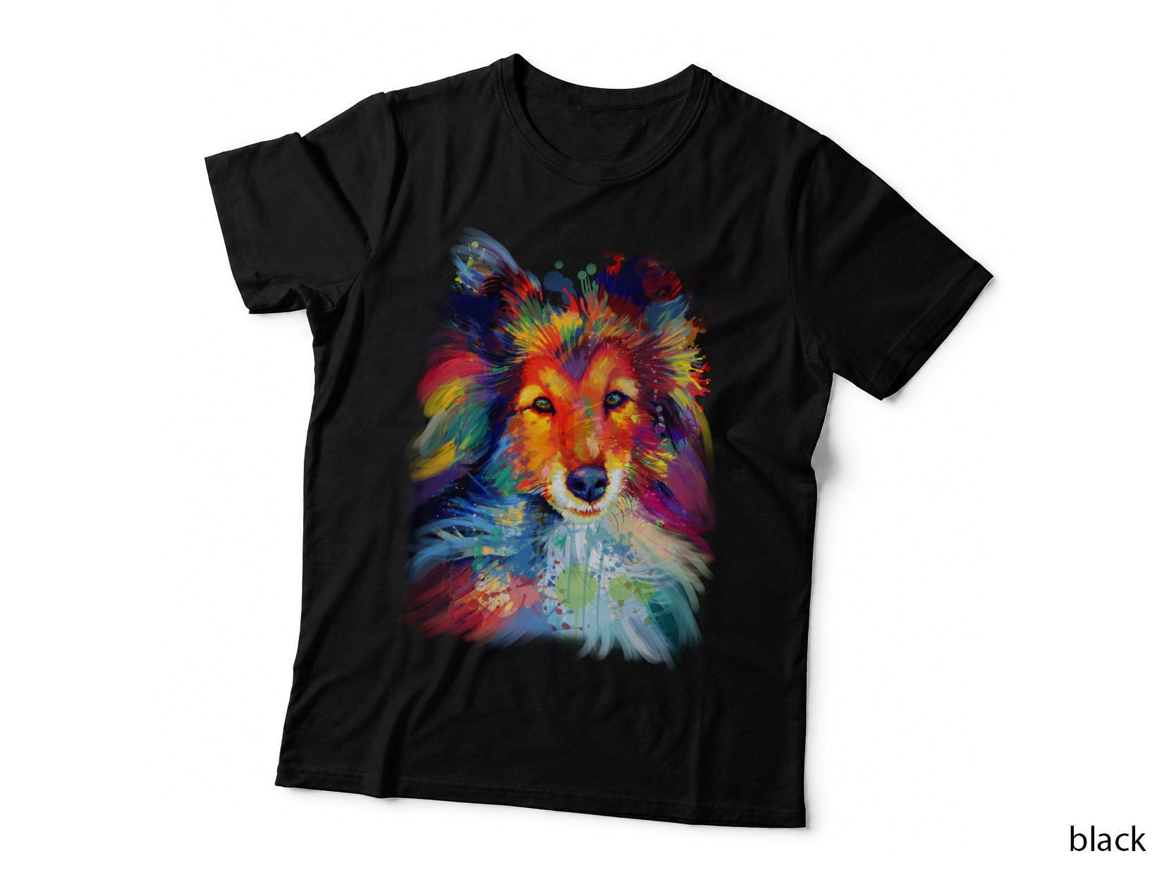 Sheltie Dog Portrait T-Shirt, Colorful Artistic Print, Pet Lover Apparel