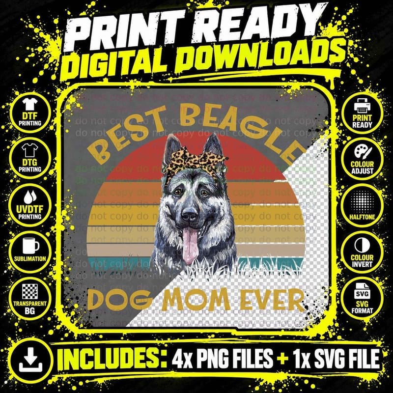 Shepherd Dog Mom T-Shirt, Retro Sunset Print Png SVG Digital Bundle