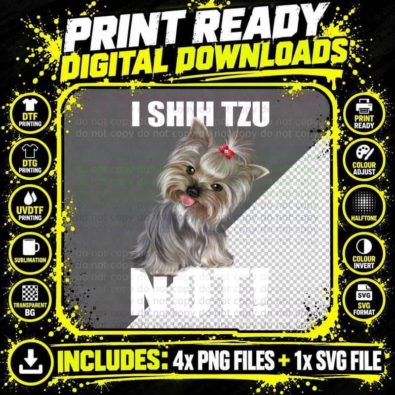Shih Tzu Dog T-Shirt, Adorable Pet Print Png SVG Digital Bundle