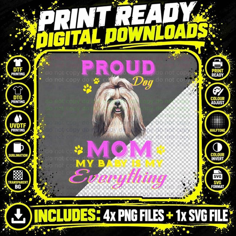 Shih Tzu Mom T-Shirt, Proud Dog Mom, Pet Lover Apparel Png SVG Digital Bundle