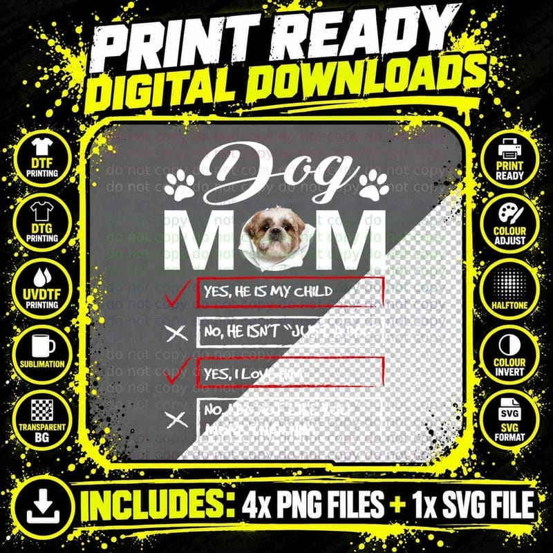 Shih Tzu T-Shirt, Adorable Dog Breed Design Png SVG Digital Bundle