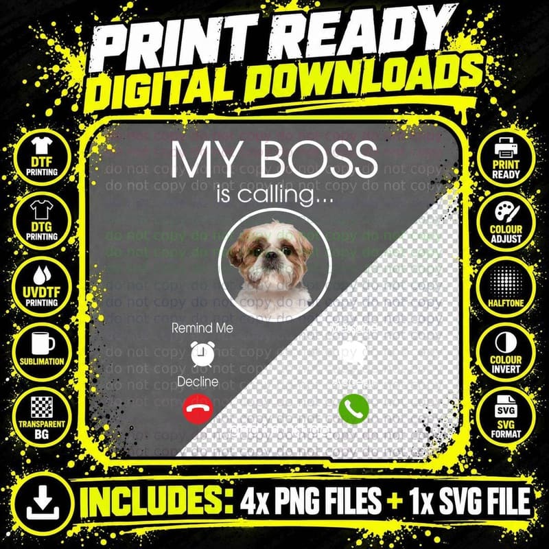 Shih Tzu T-Shirt, Adorable Dog Breed Print Png SVG Digital Bundle