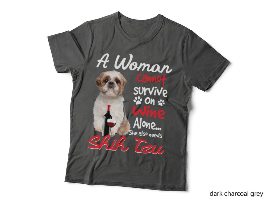 Shih Tzu Wine Lover T-Shirt, Pet Lover Apparel, Dog Owner Gift