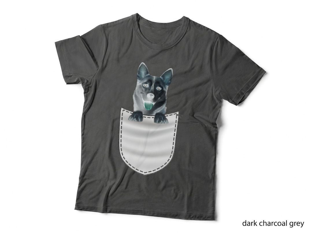Siberian Husky in Pocket T-Shirt, Pet Lover Apparel, Dog Lovers Gift