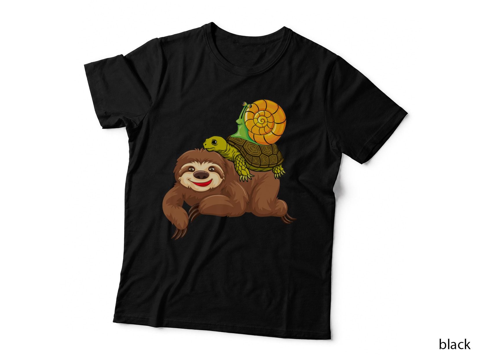 Sloth Turtle and Snail T-Shirt, Animal Friends Print, Pet Lover Apparel