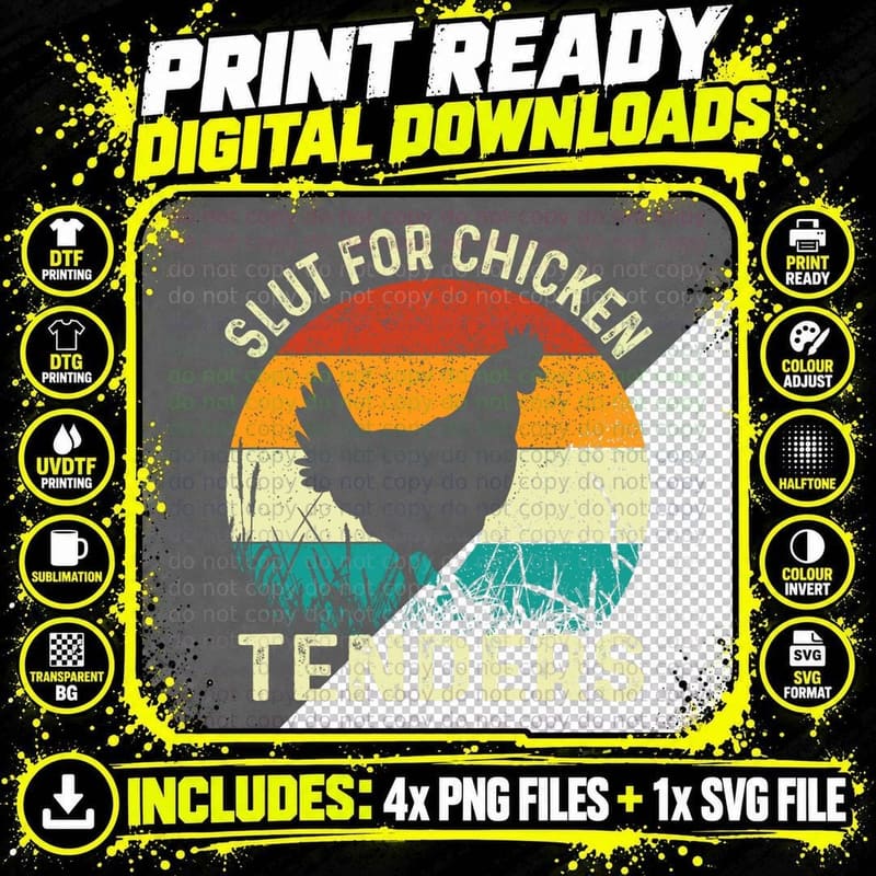 Slut for Chicken Tenders - Funny Vintage Chicken Lover Png SVG Digital Bundle