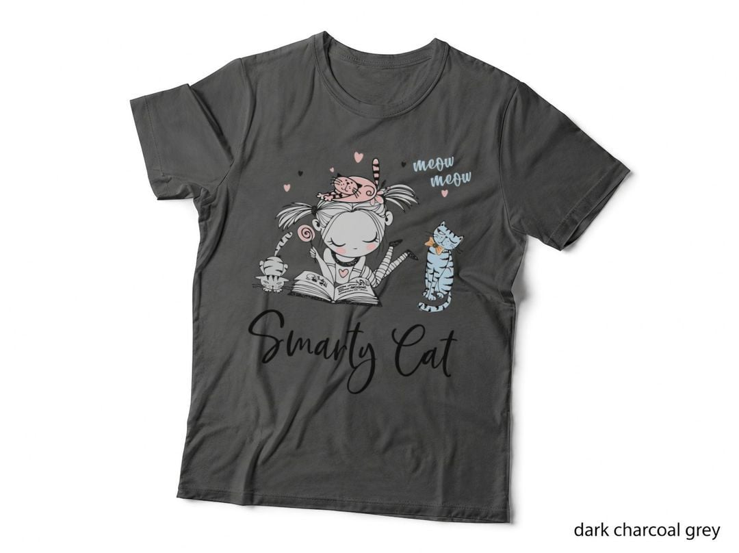 Smarty Cat T-Shirt, Whimsical Cat Print, Pet Lover Apparel