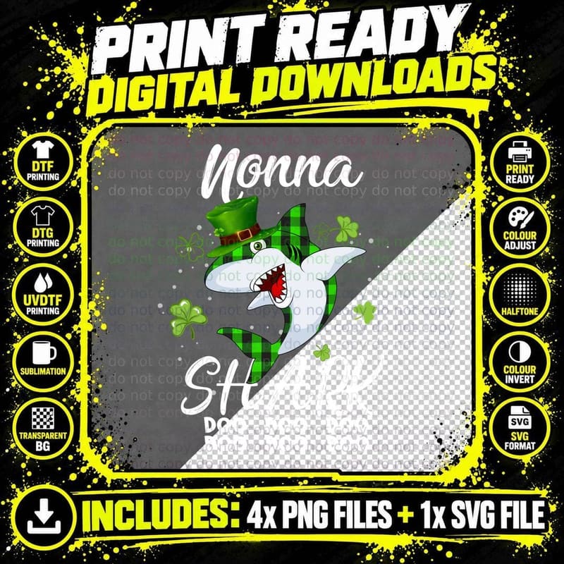 St Patrick's Day Shark T-Shirt, Irish Plaid Png SVG Digital Bundle