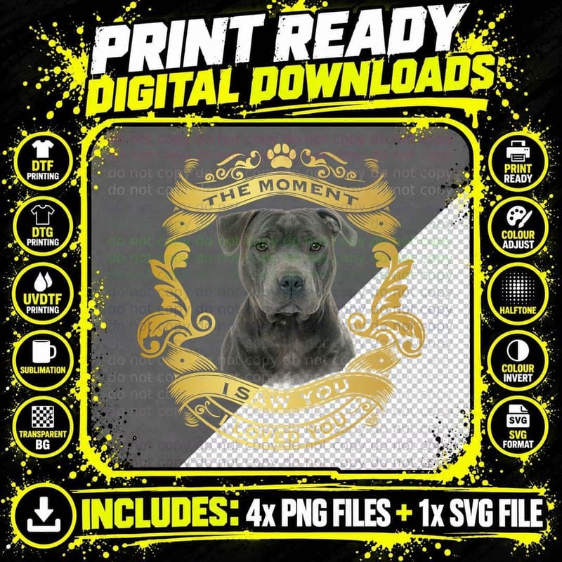 Staffordshire Bull Terrier T-Shirt Png SVG Digital Bundle
