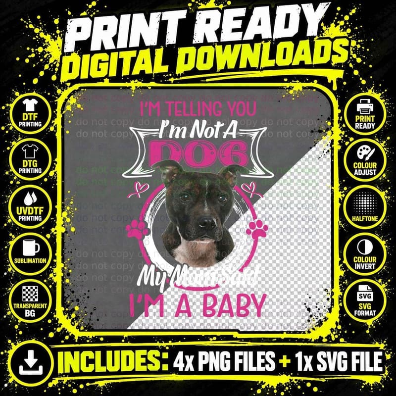 Staffordshire Bull Terrier T-Shirt, Dog Lover Apparel Png SVG Digital Bundle
