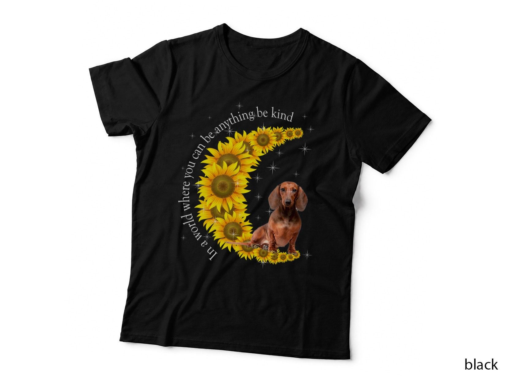 Sunflower Dachshund T-Shirt, Pet Lover Apparel, Dog Lovers Gift
