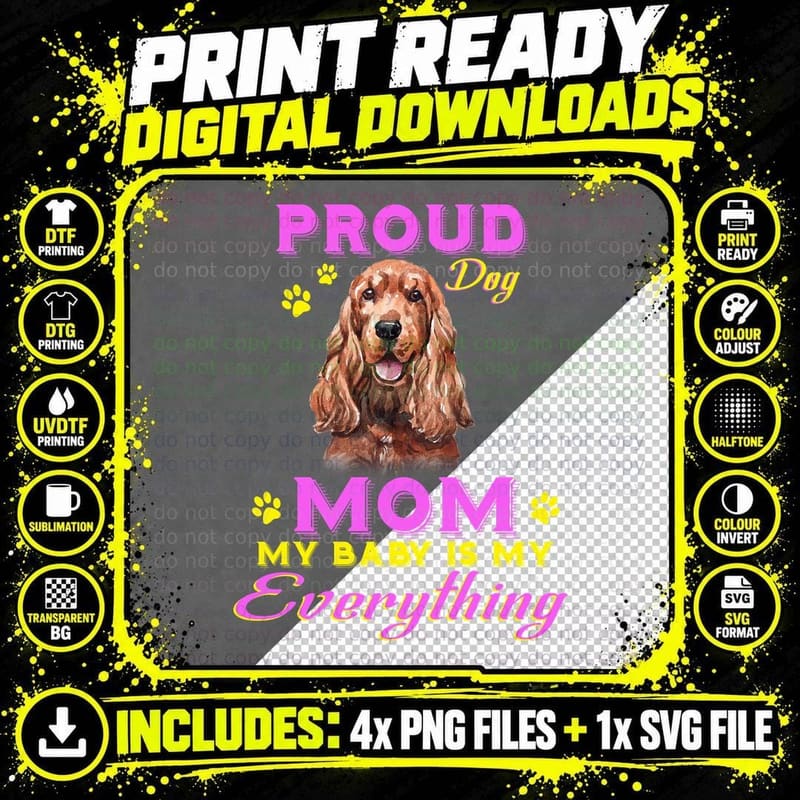Sussex Spaniel Mom T-Shirt, Proud Dog Mom Png SVG Digital Bundle