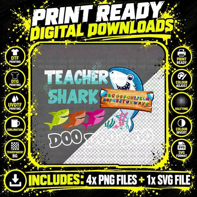Teacher Shark Doo T-Shirt, Educational Humor Png SVG Digital Bundle